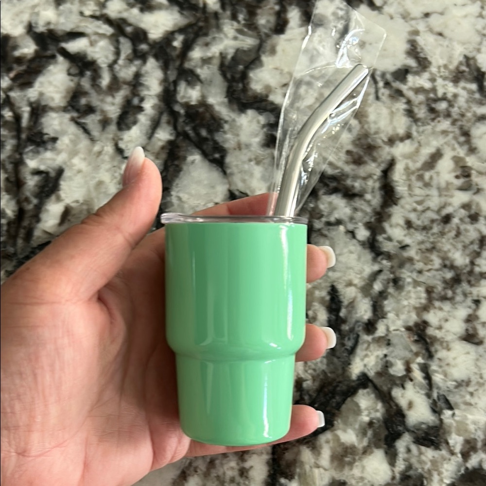 Mini Green Tumbler with Straw